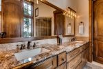 Dual sink vanity in master bathroom